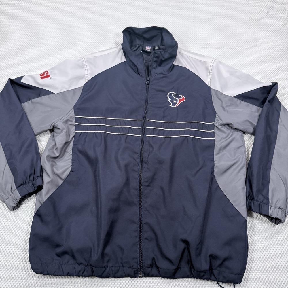 Reebok NFL Houston Texans Full Zip Windbreaker Jacket Men's Large Navy Gray